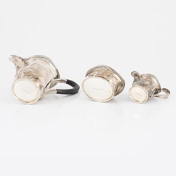 CF Carlman, kaffeservis, silver, 3 delar, Stockholm 1947.