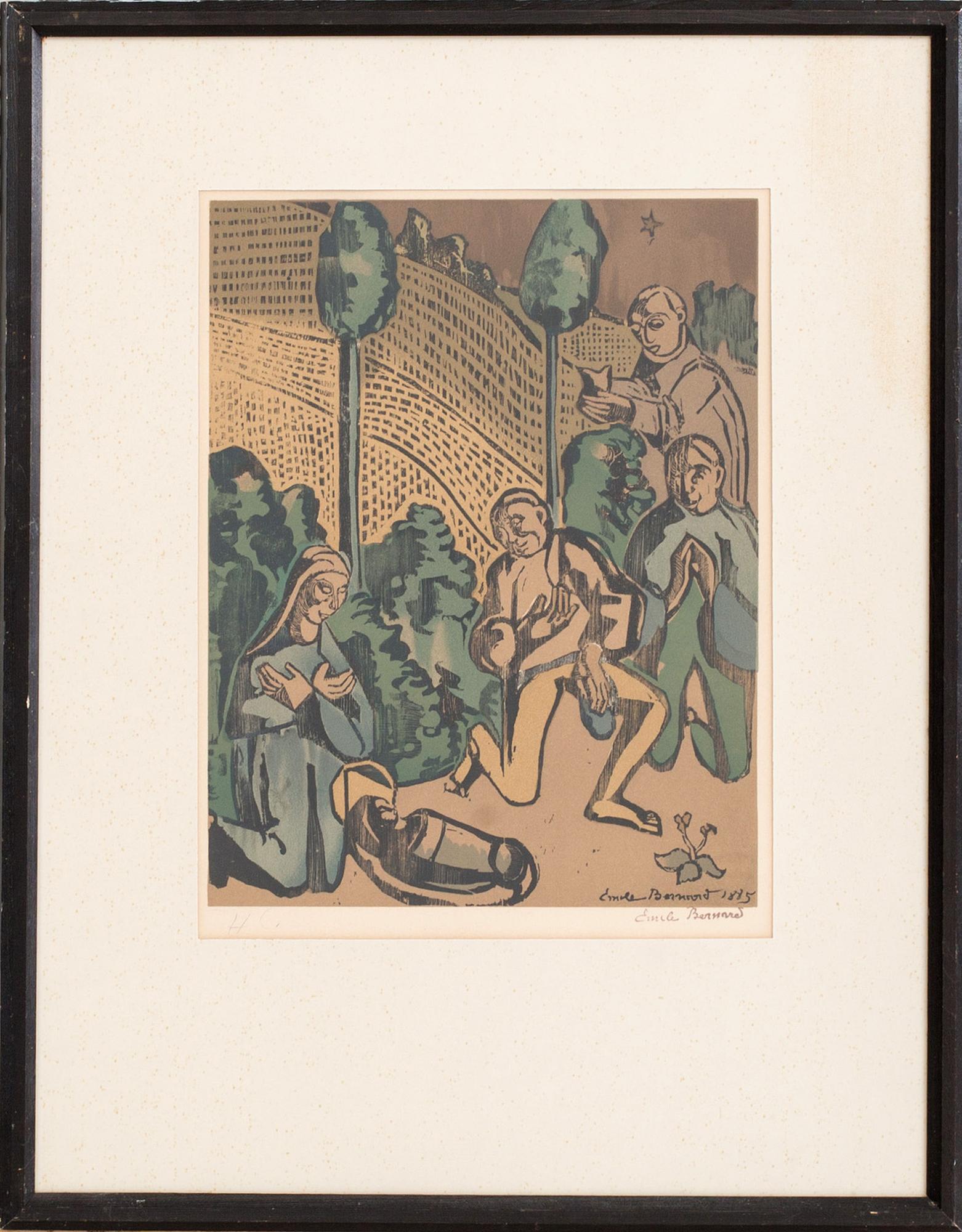 ÉMILE BERNARD, träsnitt. Stämpelsignerad HC.