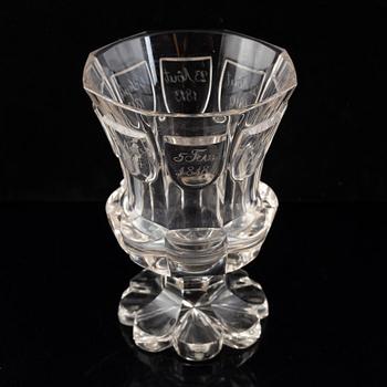 An engraved commemorative cup for Karl XIV Johan of Sweden, first quarter 19th century.