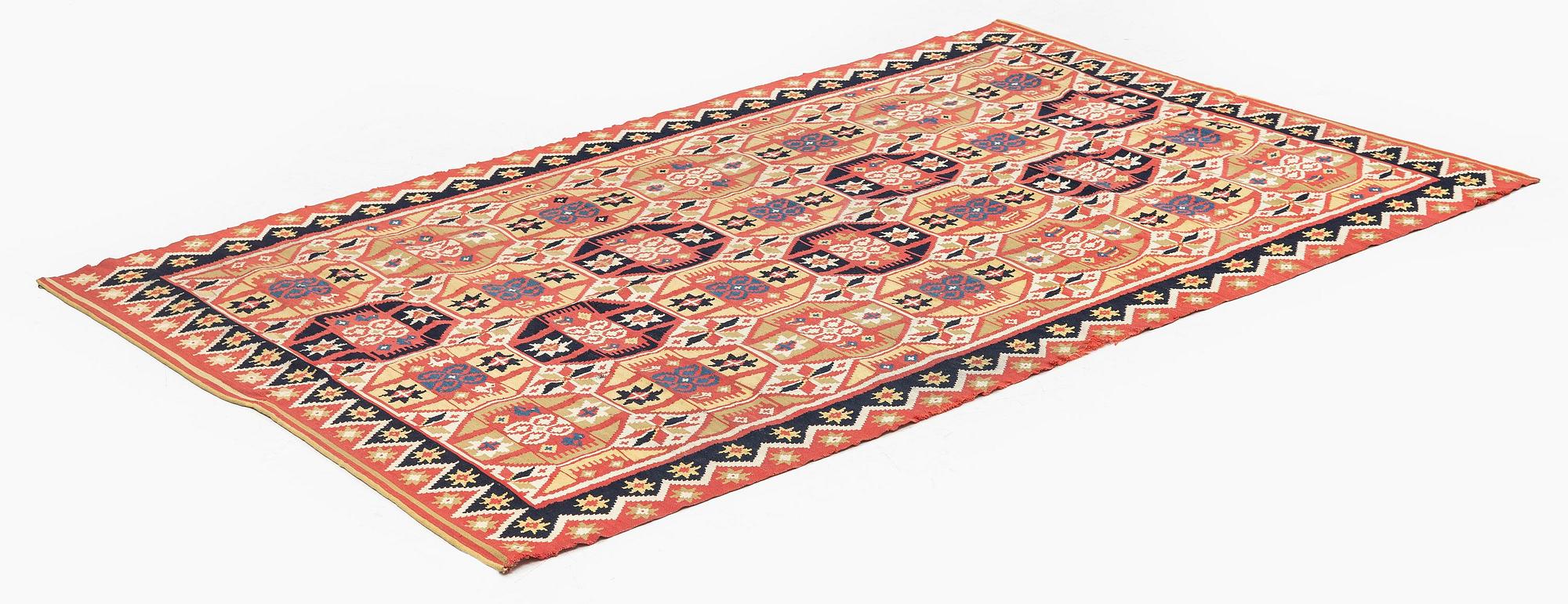 A double-interlocked tapestry bed cover, c. 188 x 116 cm, Scania, Färs, Gärds or Villands district, around 1800-1830.