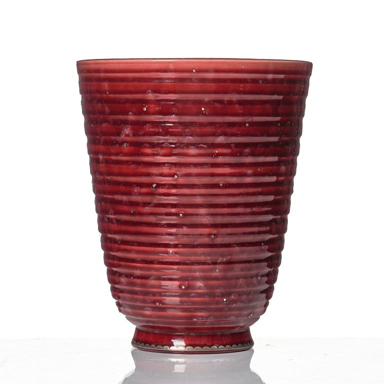 Wilhelm Kåge, Two Argenta stoneware vases and a bowl, Gustavsberg.