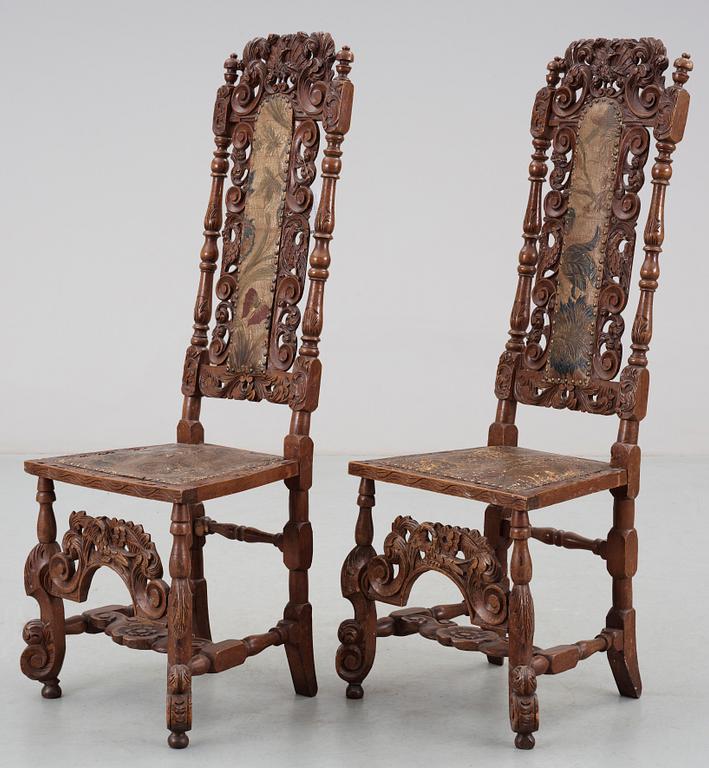 STOLAR, ett par, barock stil, 1800-talets slut.