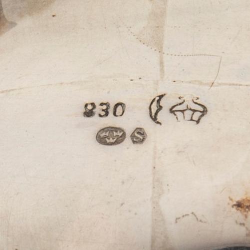 Cream jug and sugar bowl, silver, Swedish import marks, Rococo style, first half of the 20th century.