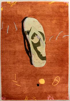 Lennart Aschenbrenner, mixed media signed and dated 09, and carpet approximately 202x143 cm.