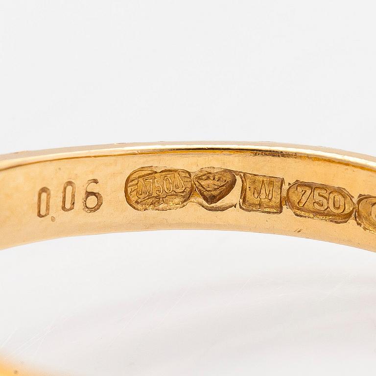 Björn Weckström, ring, "Amalthea", 18K guld, platina och diamant ca 0.06 ct enligt gravyr. Lapponia 1980.