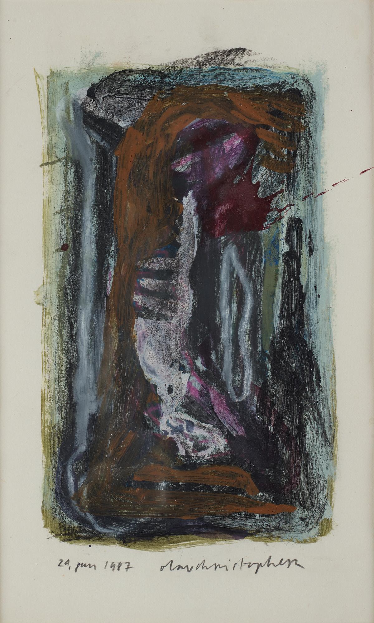 Olav Christopher Jenssen, mixed media on paper, signed and dated 24.jan.1987.