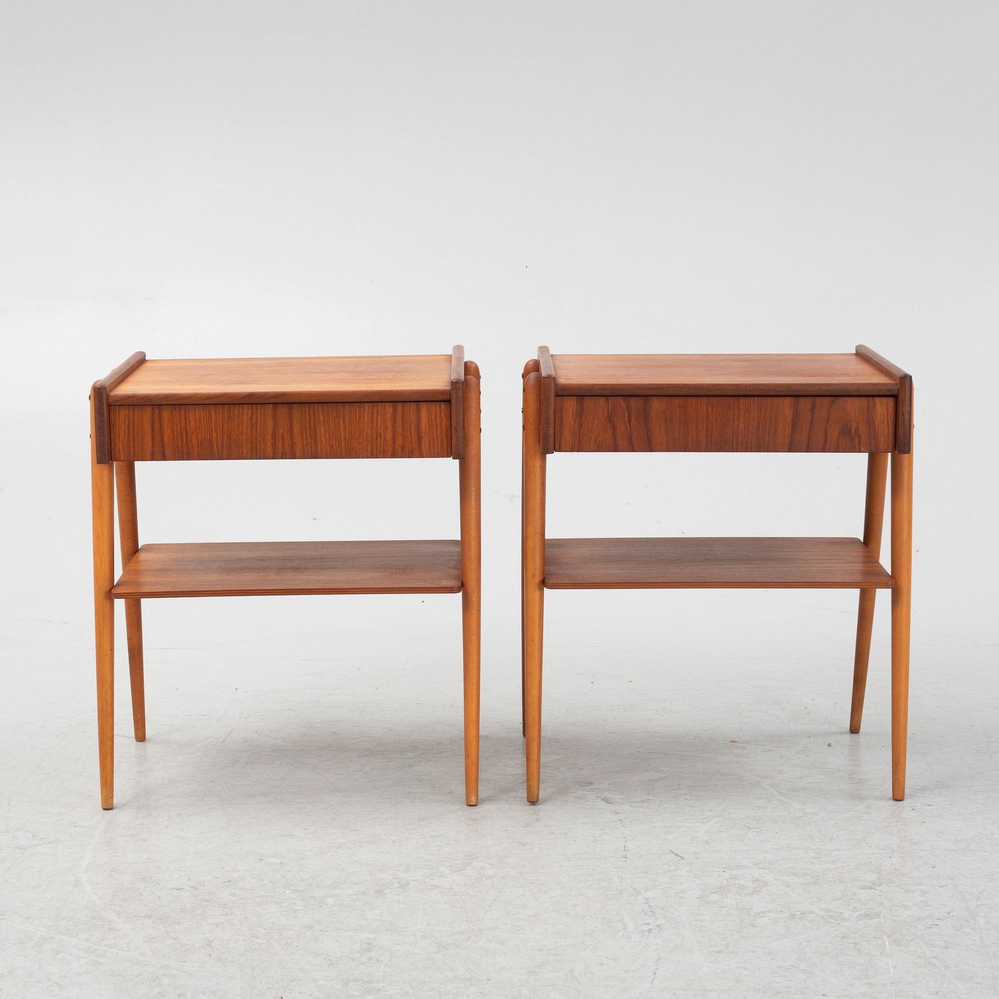 A pair of bedside tables, Carlströms & Co Möbelfabrik, Bjärnum, 1950's/60's.