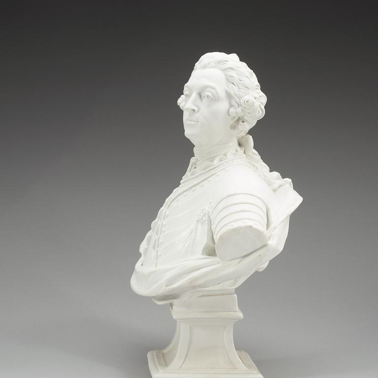 A Nymphenburg bisquit bust, ca 1800.