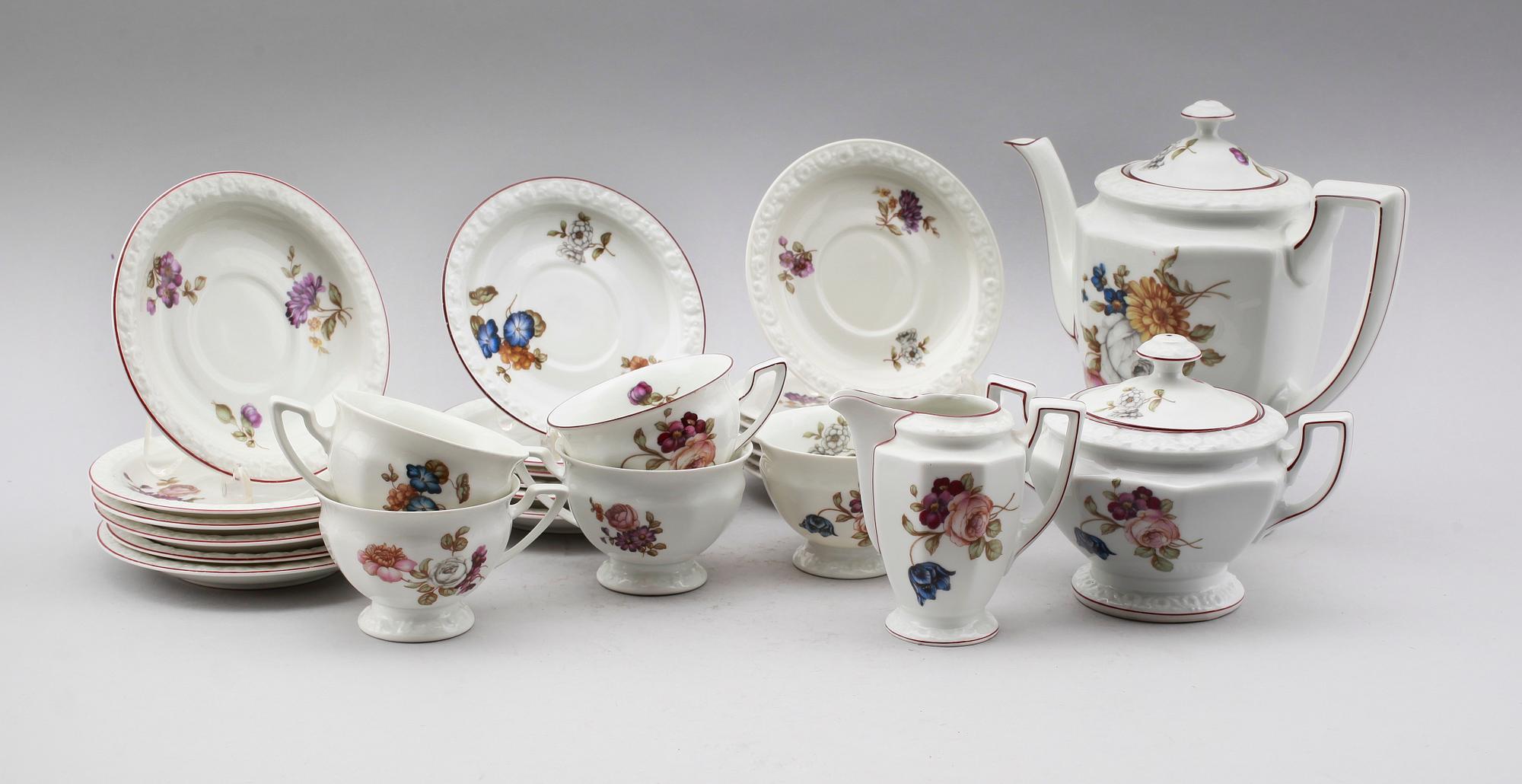 KAFFESERVIS, 16 snarlika delar, porslin, "Maria", Rosenthal.