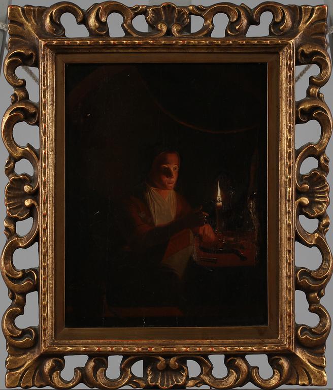 OKÄND KONSTNÄR, olja på pannå, 1700-tal.