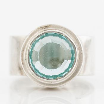 Anders Högberg, ring, sterling silver, with blue stone, Gothenburg 1977.