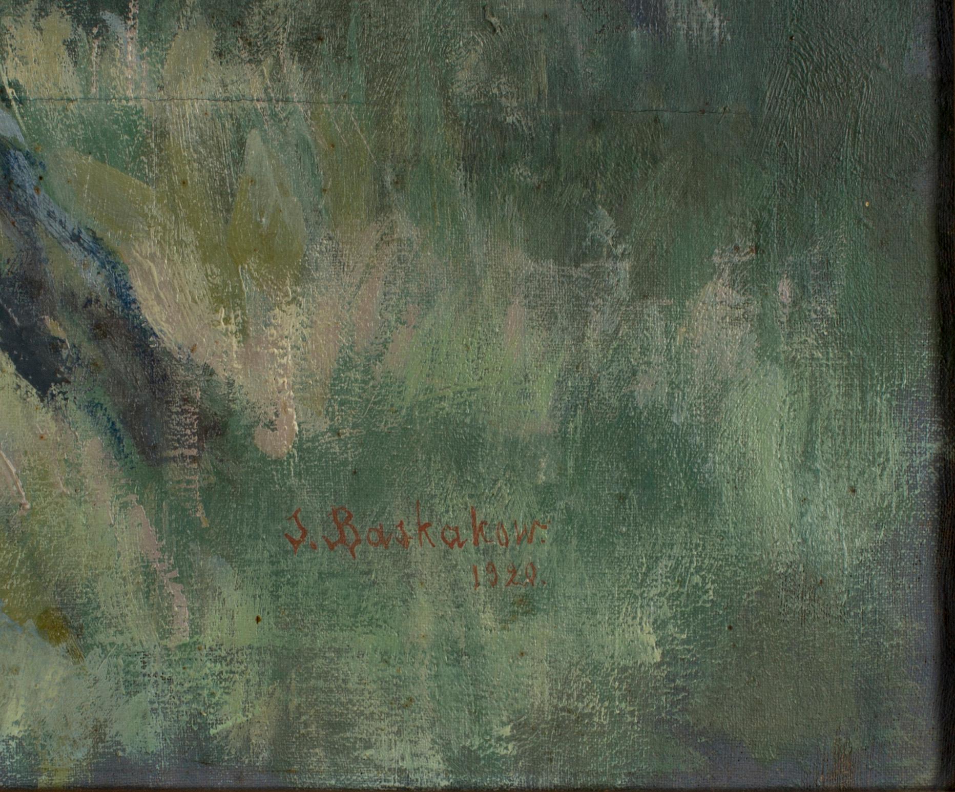 OKÄND KONSTNÄR, olja på duk. Signerad S Baskakow och daterad 1920.