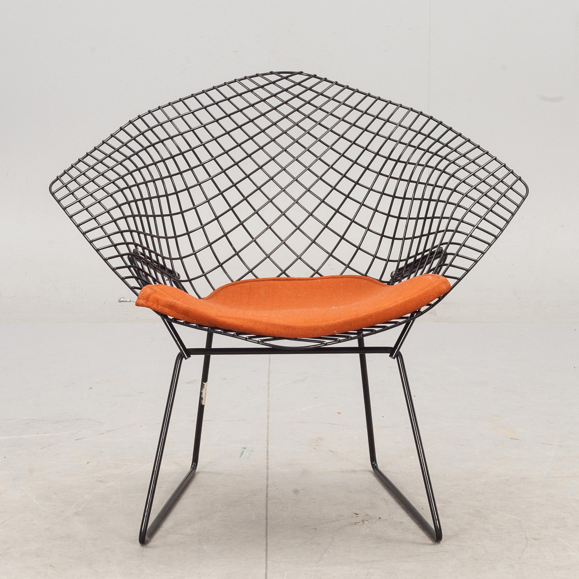 FÅTÖLJ, "Diamond chair" Harry Bertoia. 1900-talets andra hälft.