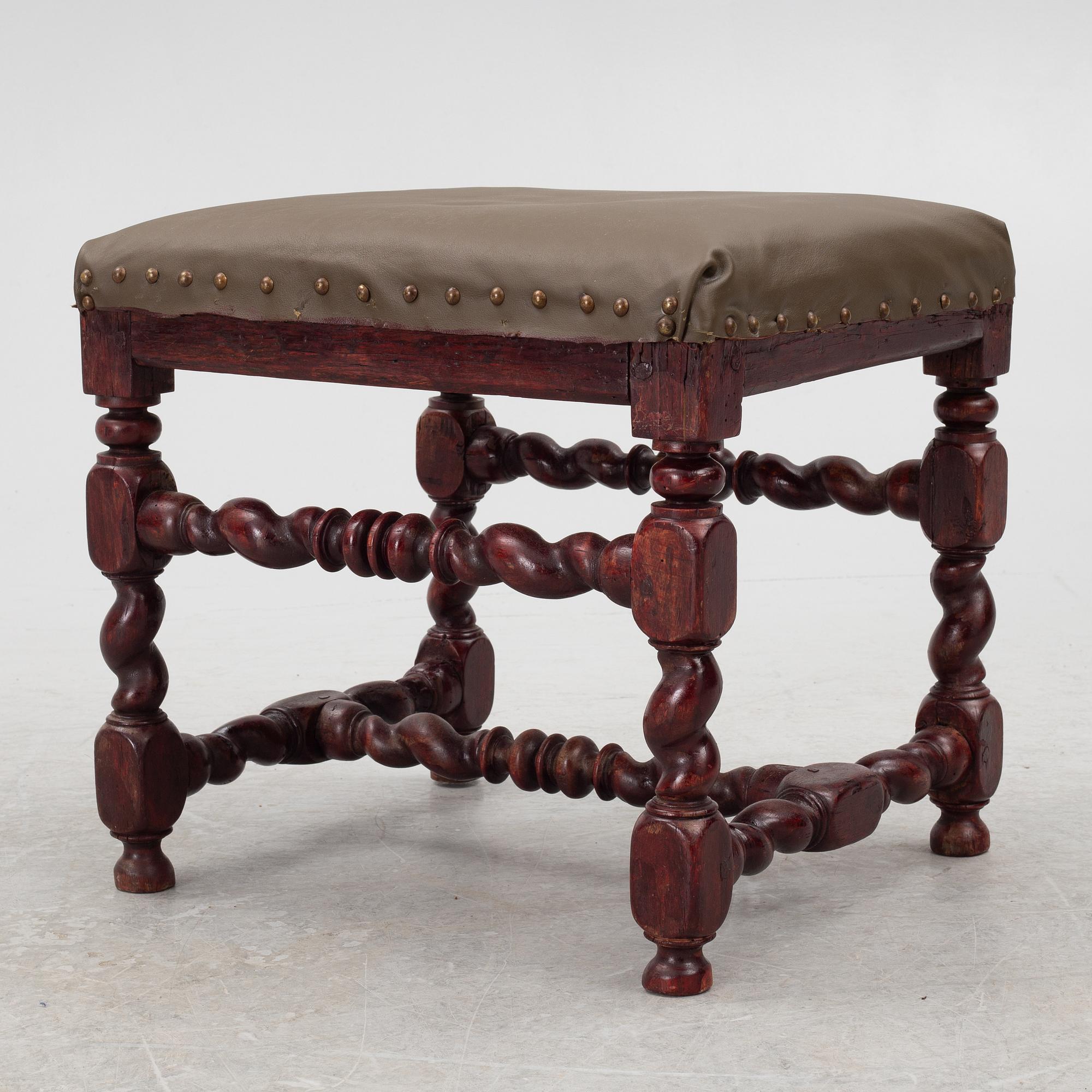 A late-Baroque stool, Sweden, first half of the 18th century.