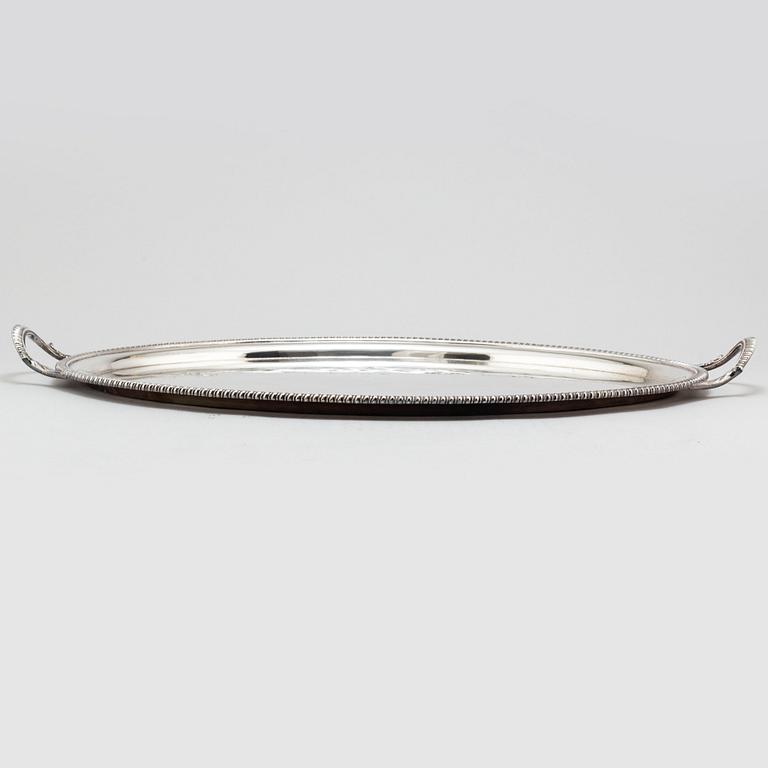 A silver tray from London, 1802.