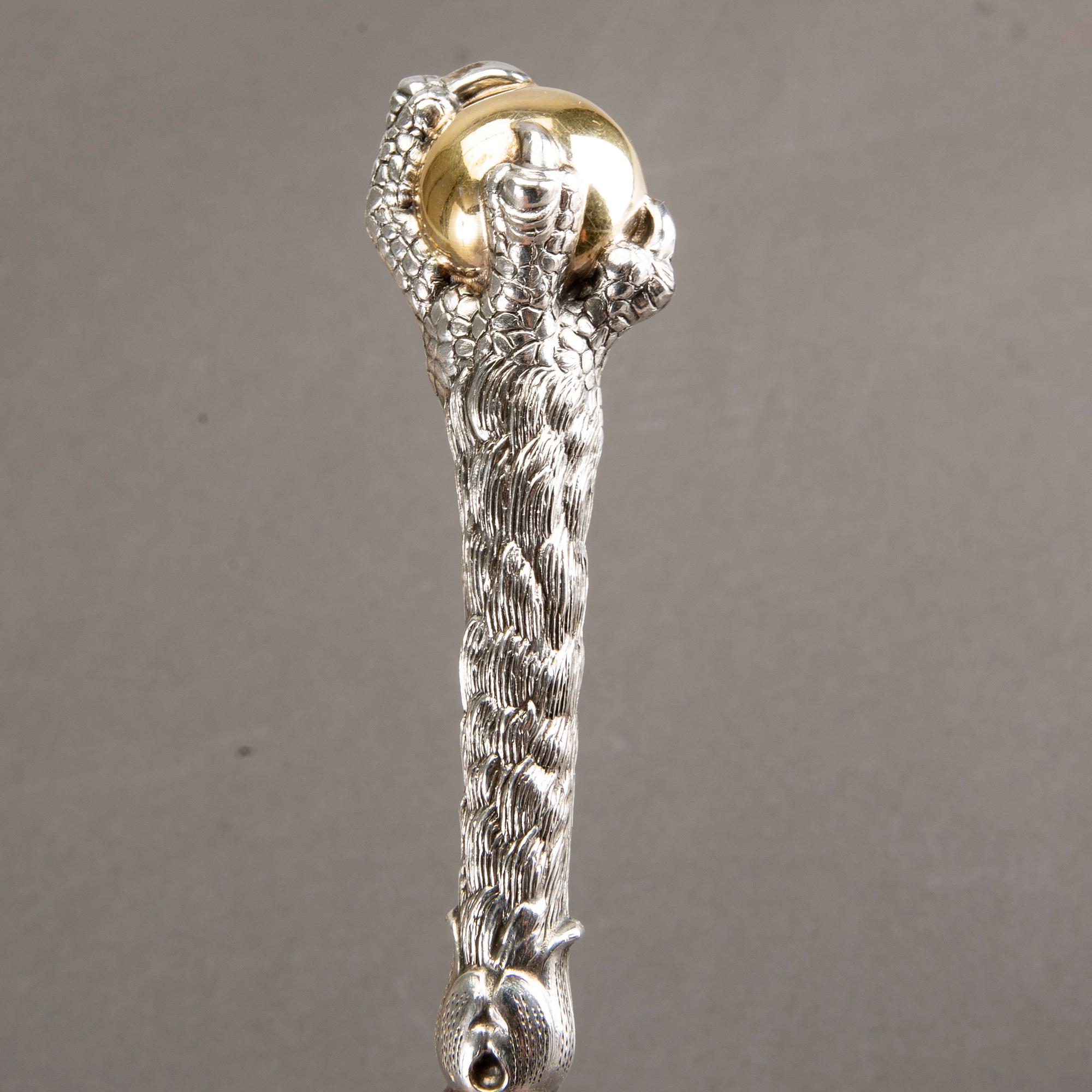 K ANDERSSON serveringsbestick 5 + 2 + 1 st silver (och nysilver) Stockholm 1896.