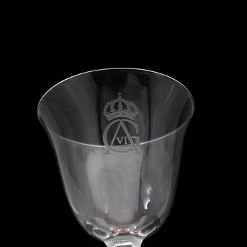 GLAS, 5 st, med kungliga monogram, bland annat Gustav V:s och Viktorias alliansmonogram, 1900-talets början.