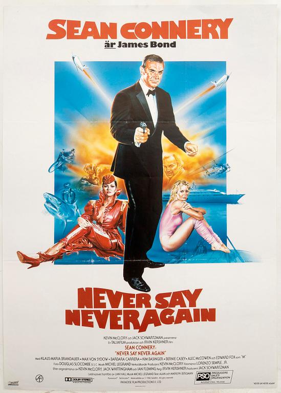 Filmaffisch James Bond "Never say never again" 1983.