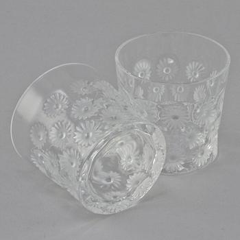SELTERSGLAS, 12 st, Lalique, Frankrike, signerade, 1900-talets andra hälft.