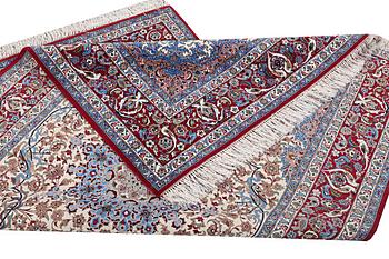 A part silk Isfahan rug, a. 243 x 158 cm.