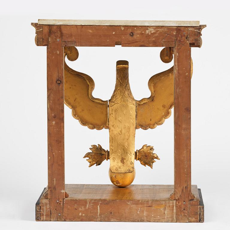 A Swedish Empire giltwood console table, early 19th century.