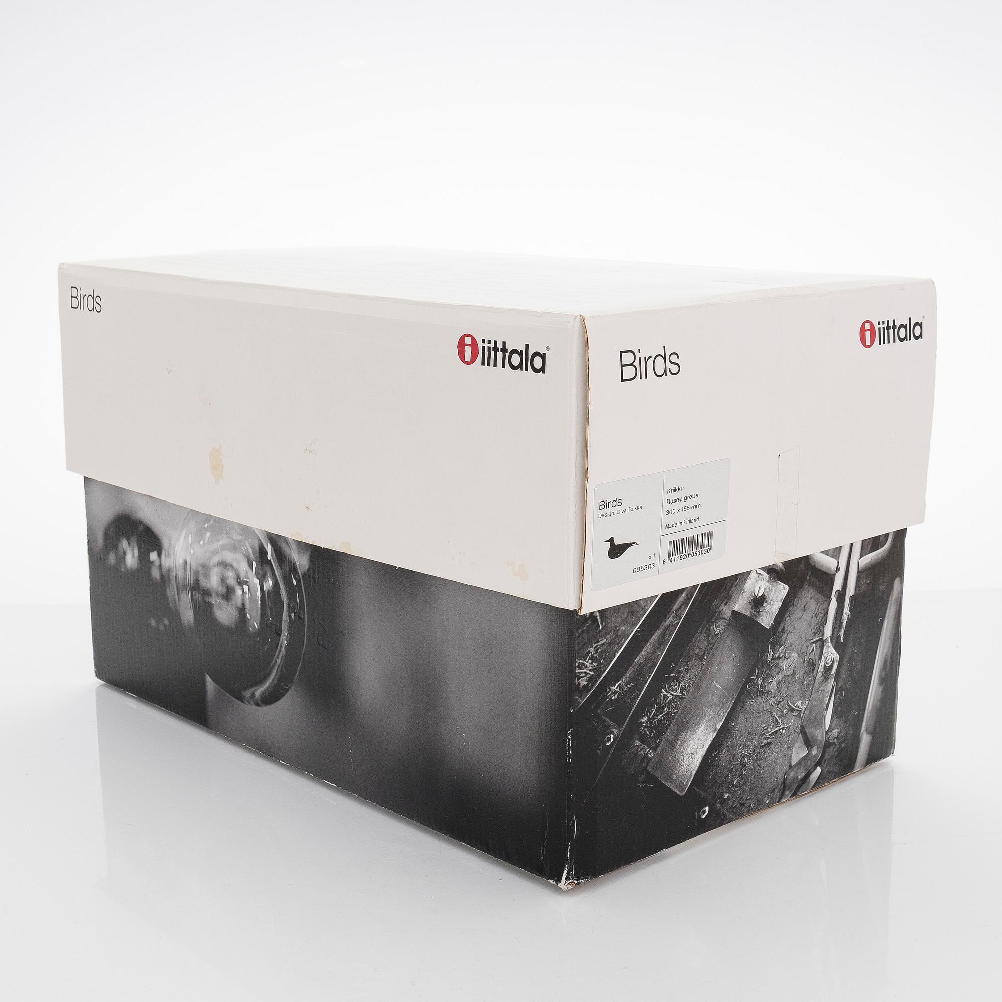 Oiva Toikka, A glass bird, 'Rusee grebe', signed O. Toikka Nuutajärvi.