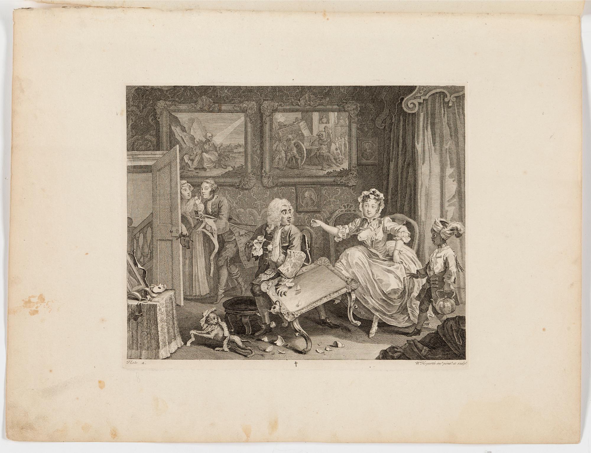 WILLIAM HOGARTH, six copper engravings "A Harlot's Progress", plate 1-6.