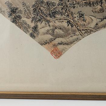 Zhou Shangwn, a Chinese fan painting, probably 18th century.