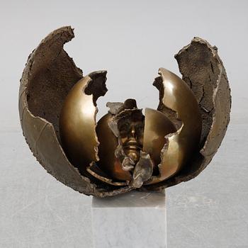 Jens-Flemming Sørensen, skulptur, blankpolerad brons, signerad Jens Flemming och daterad 1974.