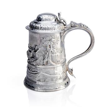 420. Thomas Whipham & Charles Wright, dryckeskanna, silver, London 1766.