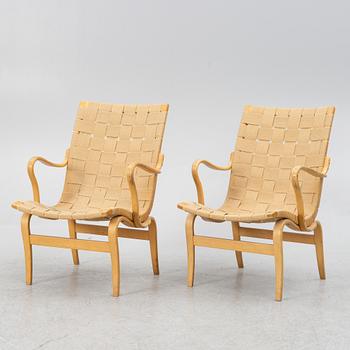 Bruno Mathsson, armchairs, a pair, "Eva", Firma Karl Mathsson, Värnamo, Sweden 1962.