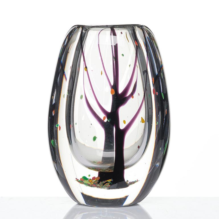 Vicke Lindstrand, a glass vase "Autumn", Kosta 1950s/60s.