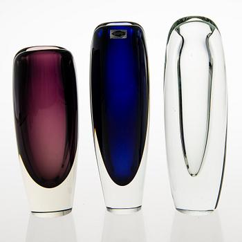 KAJ FRANCK, five 'Usva' glass vases, signed K. Franck, Nuutajärvi Notsjö 1950-60:s.