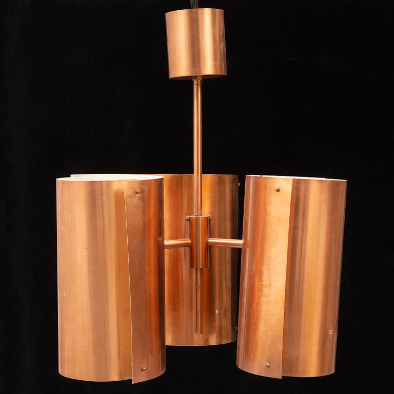 A copper ceiling light.