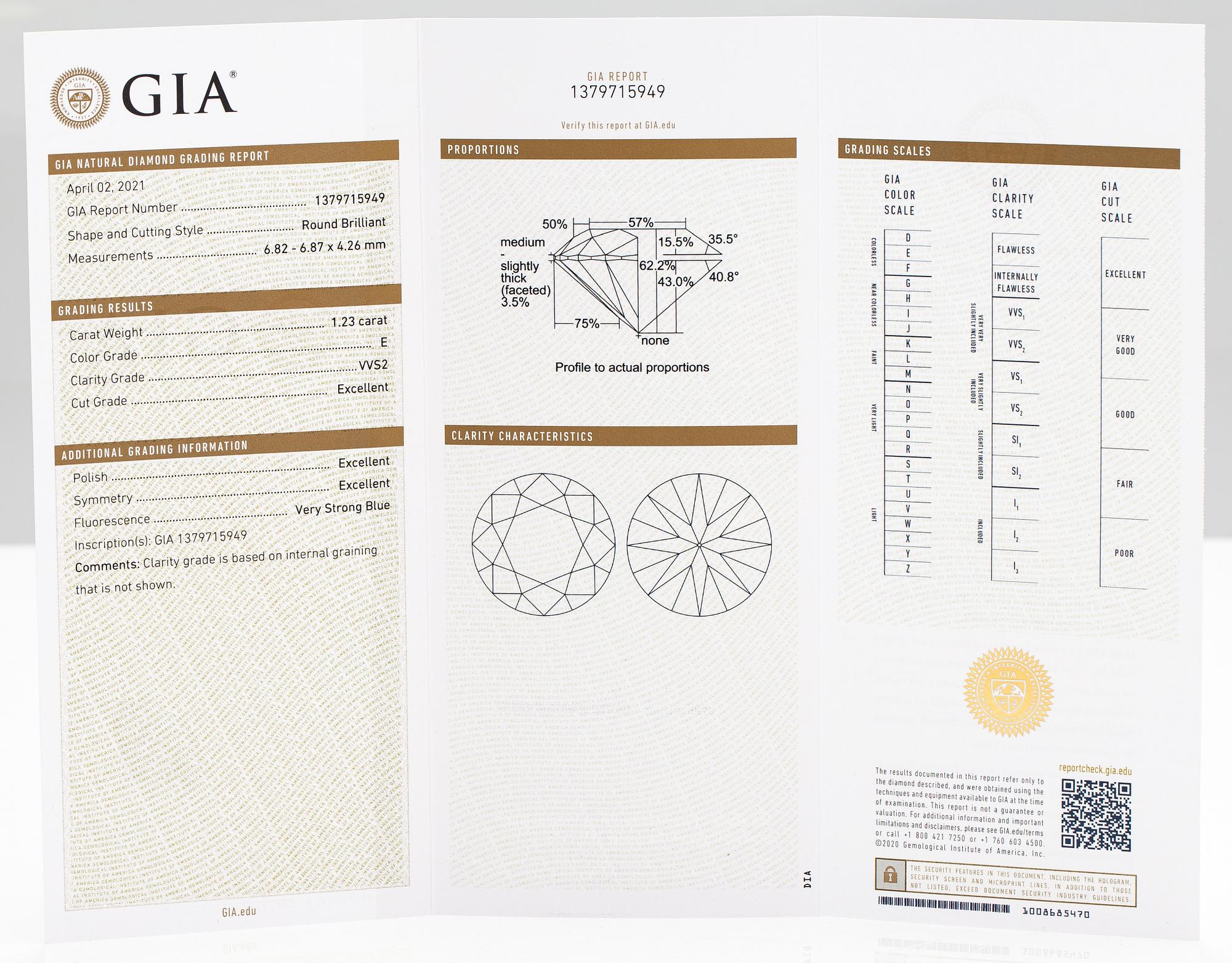An 18K white gold ring with a ca 1.23 ct brilliant-cut diamond. With GIA certificate.