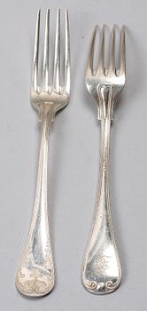 BESTICKSERVISDELAR, 23 st, silver, bla Per Oskar Fredrik Närman, Mariestad, 1800-1900-tal.