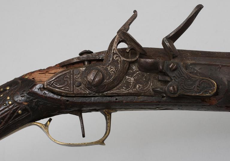 MUSKEDUNDER, flintlås, orientaliskt, 1800-tal.