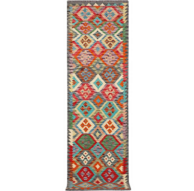 A runner carpet, Kilim, c. 297 x 79 cm.