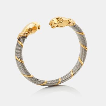 836. A Cartier "Panthère" bracelet in steel and 18K gold.