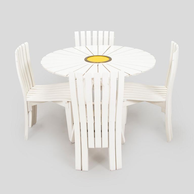 Alvar & Aino Aalto, trädgårdsgrupp, 5 delar, "Aurinko"-serien, O.Y. Huonekalu- ja Rakennustyötehdas A.B. 1957.