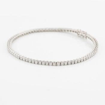 Tennis bracelet, 18K white gold with brilliant-cut diamonds.