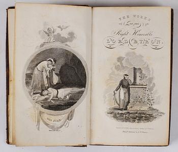 PARTI BÖCKER, 11 st, bla "Byrons works" 8 vol, tidigt 1800-tal.