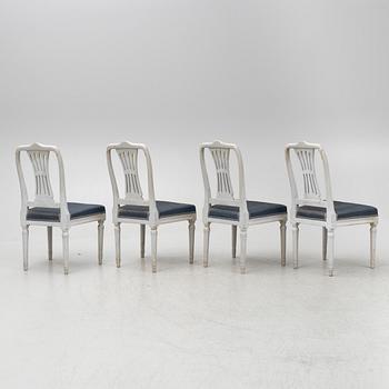 A set of four Gustavian chairs from Lindome, late 18th century.