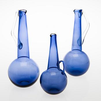 TAMARA ALADIN, Three glass decanters, Riihimäen Lasi, 1961-66.