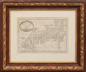 KARTA, kopparstick,  "Carte de L'Empire du Japon" Paris,  by Jacques Nicolas Bellin 1752.