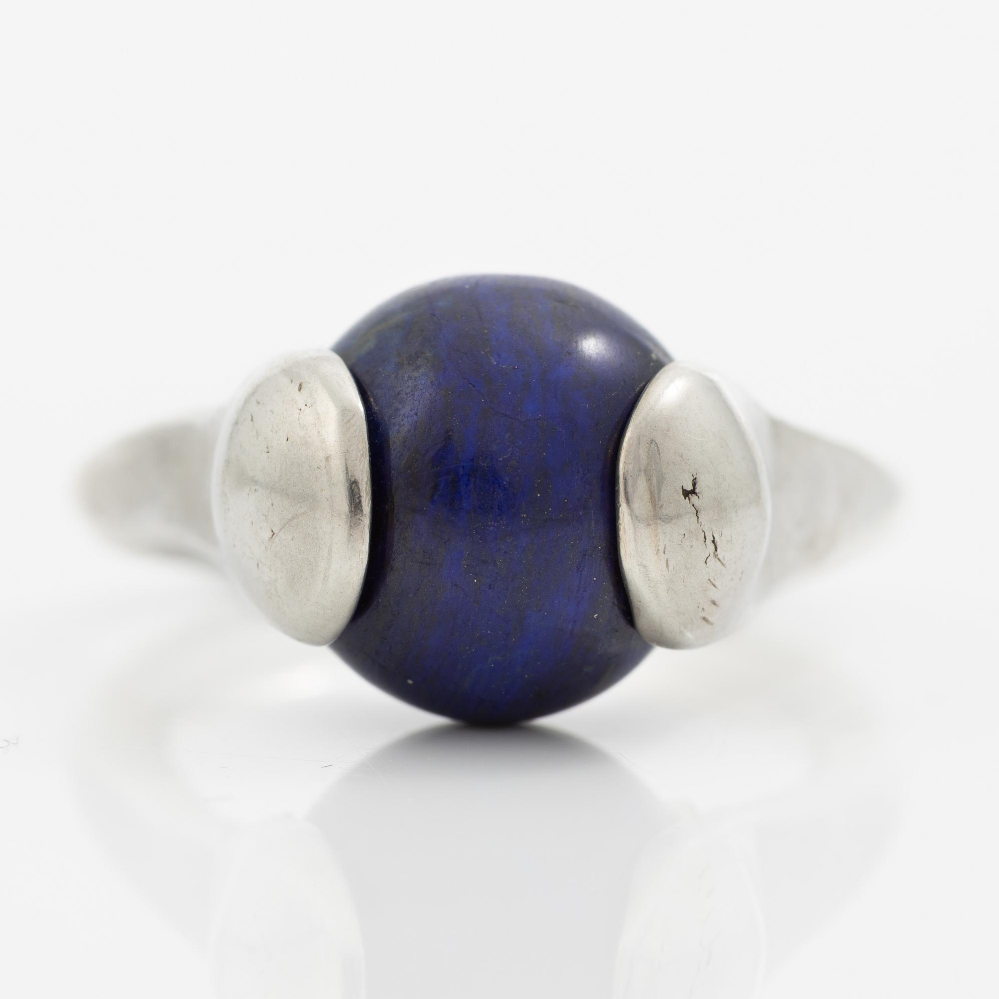 Ring, sterling silver with a blue spherical stone, Gävle 2015.