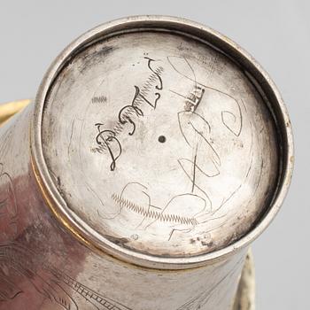 Six silver beakers, Sweden, 1759-1940.