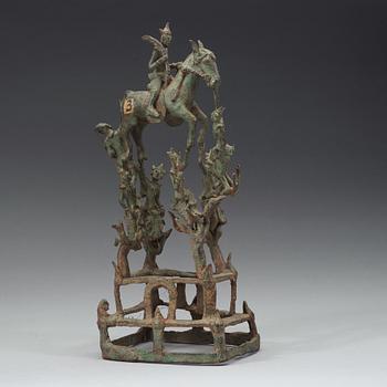 A large bronze equestrian sculpture, Burma, 19th Century.