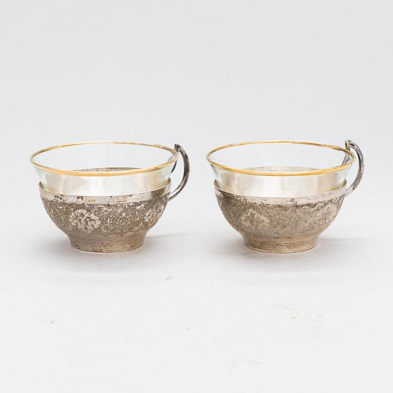 A 7-piece Persian silver tea set, 20th century.