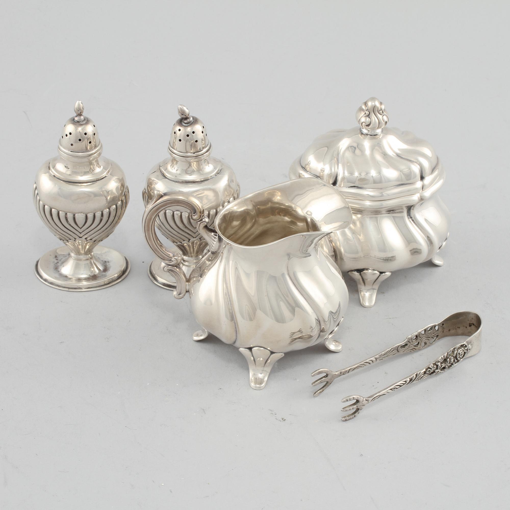 PARTI SILVER, 5 delar, 1900-tal. Vikt 220 g.